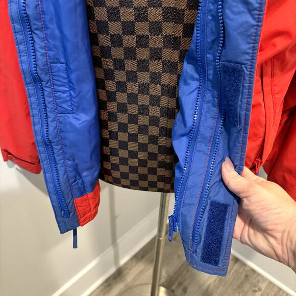 Vtg 80s Woolrich Mens Jacket Coat Red Blue Thinsulate Puffer Anorak Full Zip - Picture 5 of 10